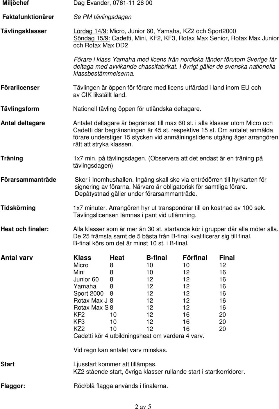 I övrigt gäller de svenska nationella klassbestämmelserna.