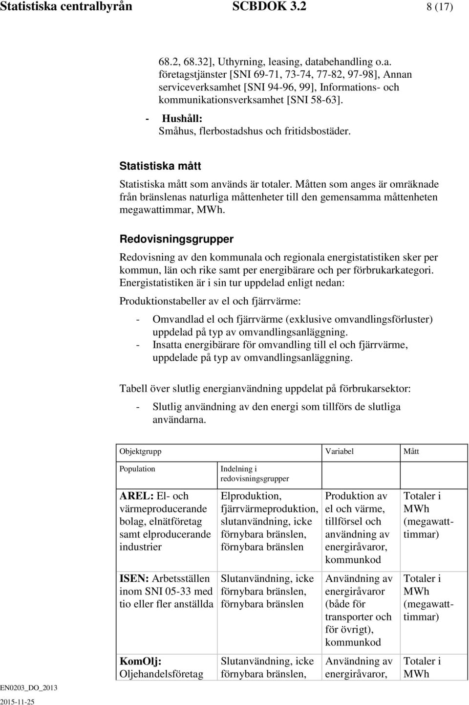 Måtten som anges är omräknade från bränslenas naturliga måttenheter till den gemensamma måttenheten megawattimmar, MWh.