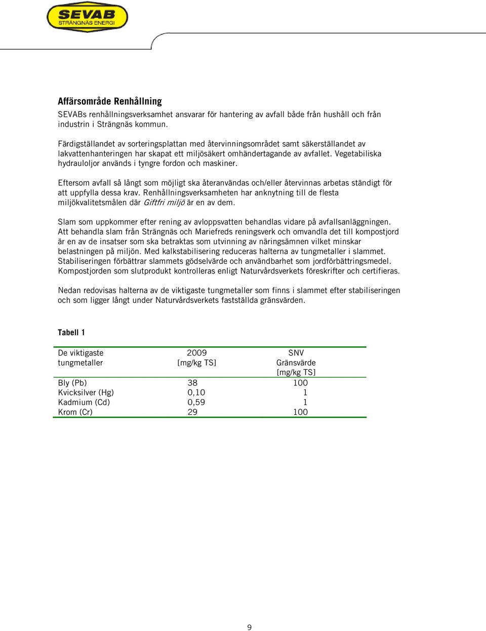 Vegetabiliska hydrauloljor används i tyngre fordon och maskiner. Eftersom avfall så långt som möjligt ska återanvändas och/eller återvinnas arbetas ständigt för att uppfylla dessa krav.