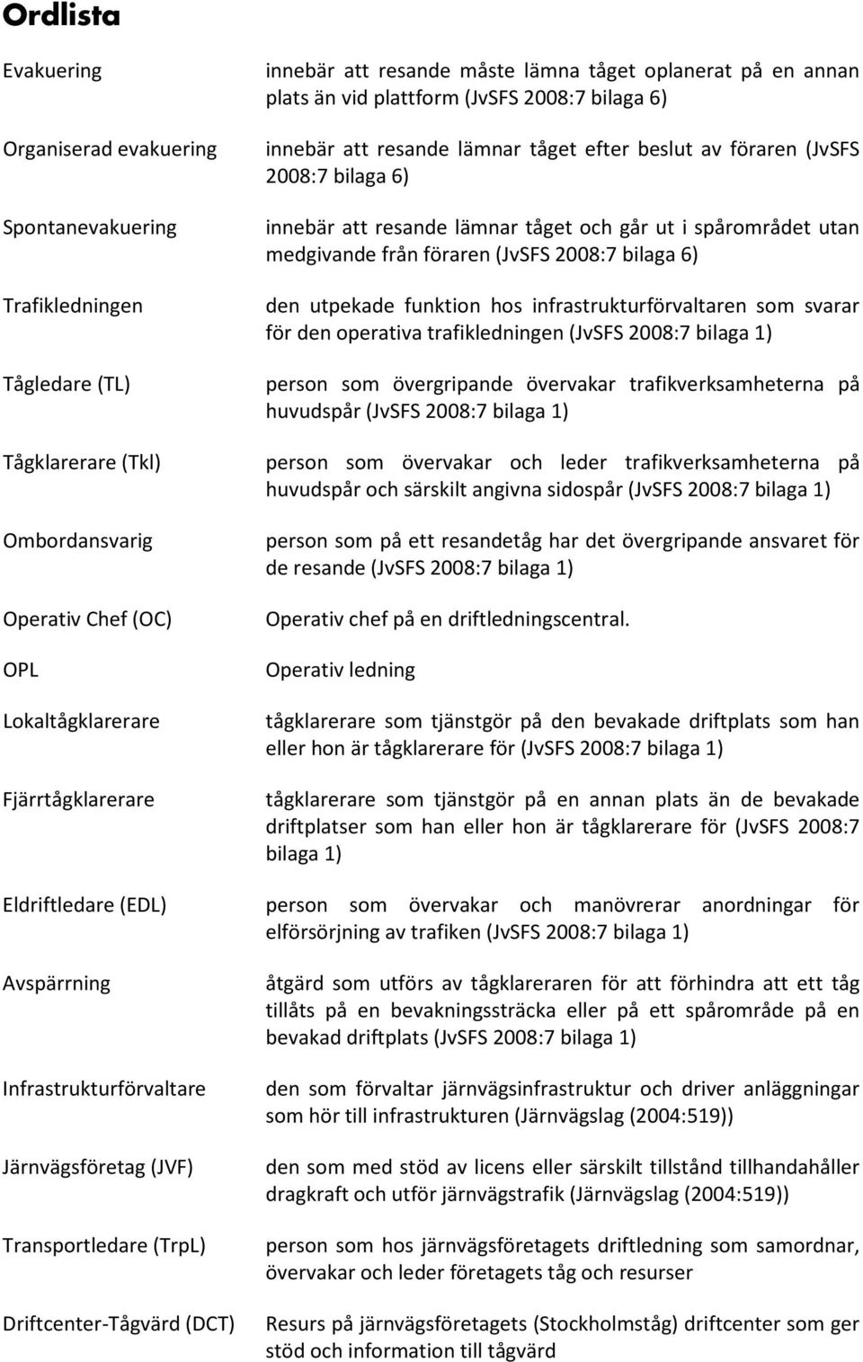 av aen (JvSFS 2008:7 bilaga 6) innebä att esande lämna tåget och gå ut i spåomådet utan medgivande fån aen (JvSFS 2008:7 bilaga 6) den utpekade funktion hos infastuktuvaltaen som svaa den opeativa