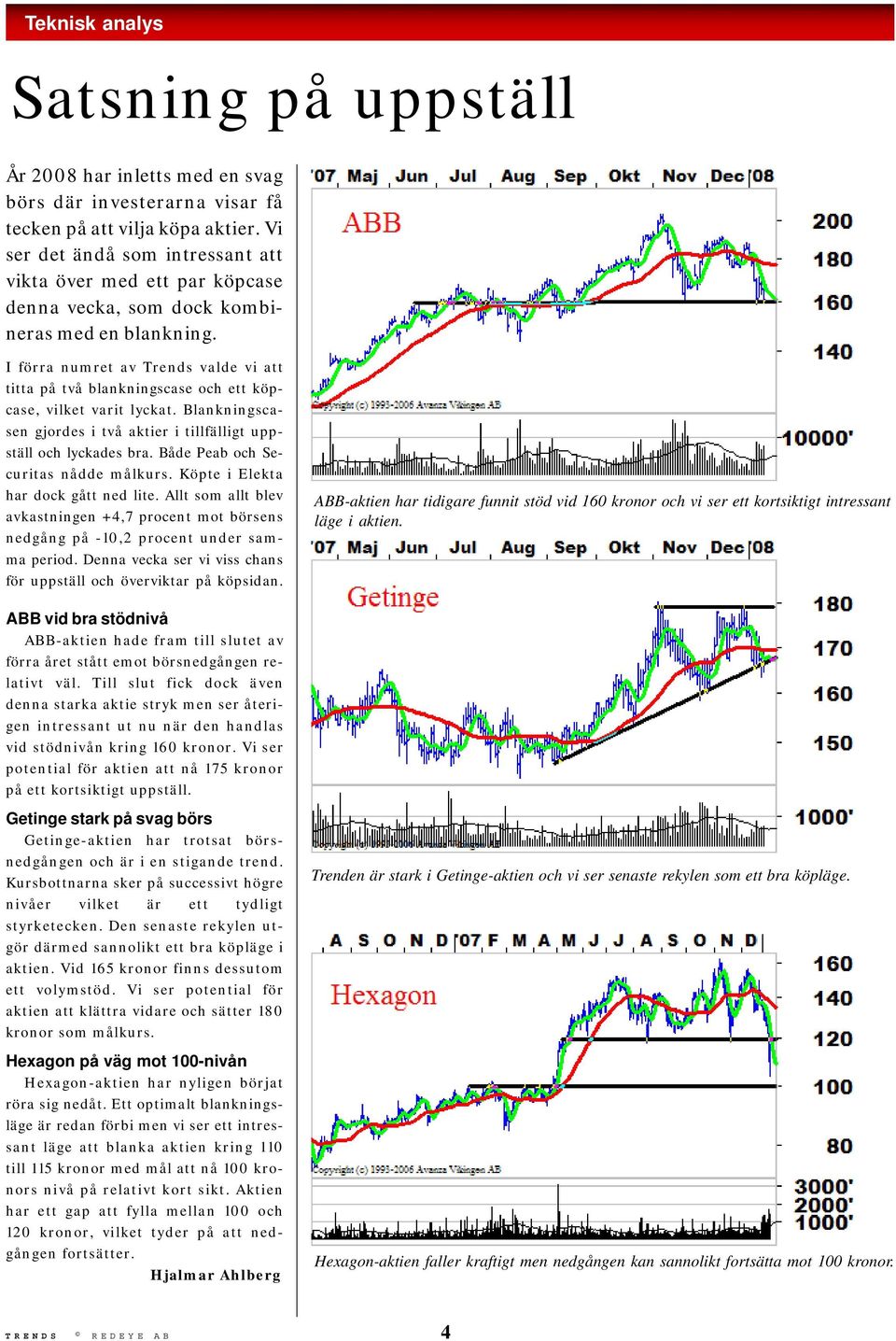 I förra numret av Trends valde vi att titta på två blankningscase och ett köpcase, vilket varit lyckat. Blankningscasen gjordes i två aktier i tillfälligt uppställ och lyckades bra.