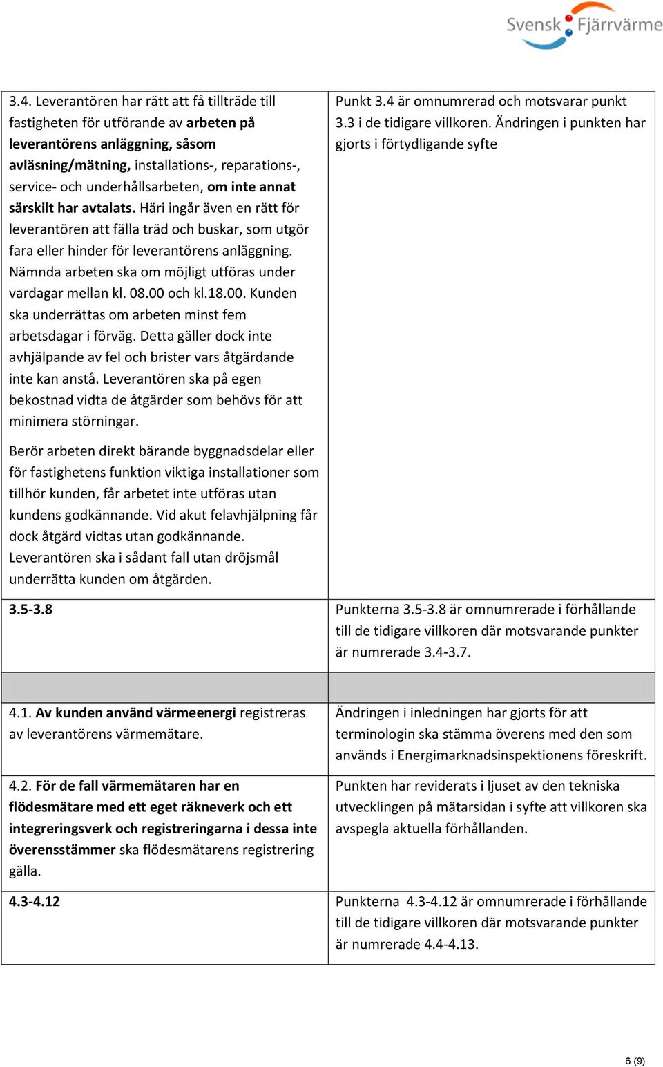 Nämnda arbeten ska om möjligt utföras under vardagar mellan kl. 08.00 och kl.18.00. Kunden ska underrättas om arbeten minst fem arbetsdagar i förväg.