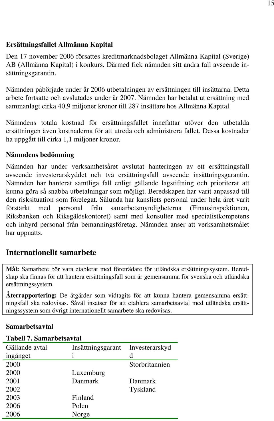 Nämnden har betalat ut ersättning med sammanlagt cirka 40,9 miljoner kronor till 287 insättare hos Allmänna Kapital.