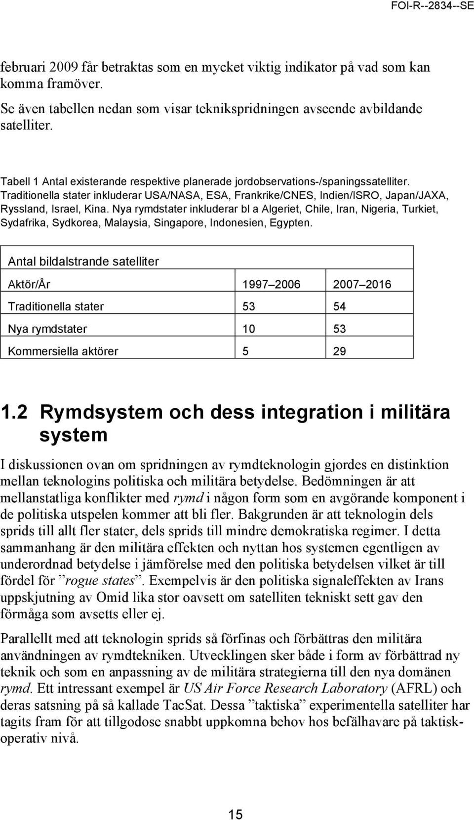 Nya rymdstater inkluderar bl a Algeriet, Chile, Iran, Nigeria, Turkiet, Sydafrika, Sydkorea, Malaysia, Singapore, Indonesien, Egypten.