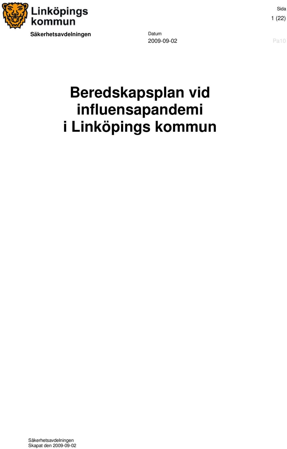 influensapandemi i Linköpings kommun