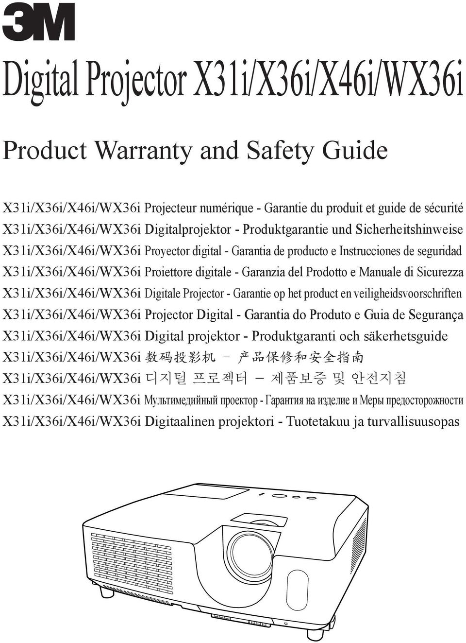 X31i/X36i/X46i/WX36i Digitale Projector - Garantie op het product en veiligheidsvoorschriften X31i/X36i/X46i/WX36i Projector Digital - Garantia do Produto e Guia de Segurança X31i/X36i/X46i/WX36i