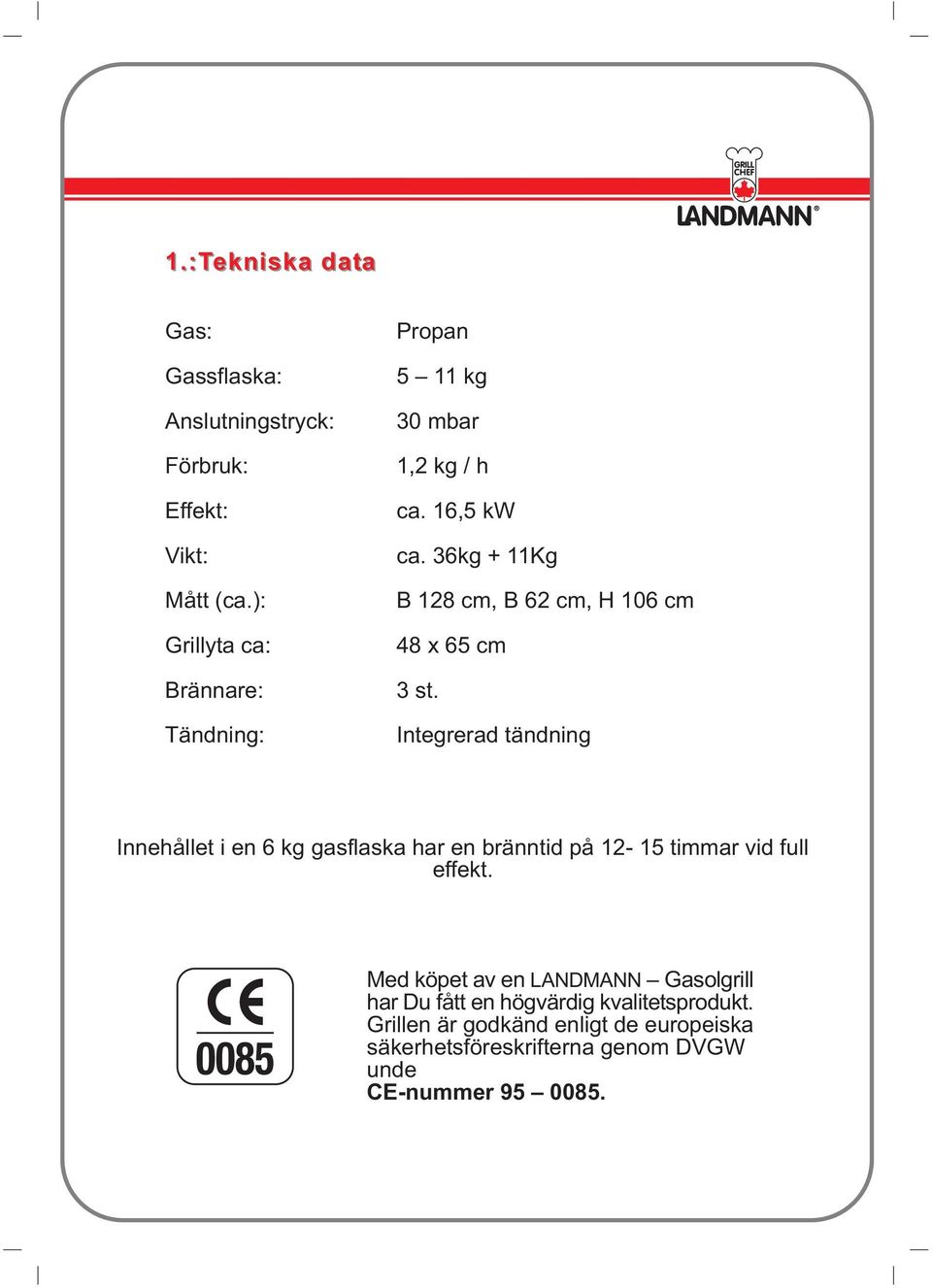 36kg + 11Kg B 128 cm, B 62 cm, H 106 cm 48 x 65 cm 3 st.