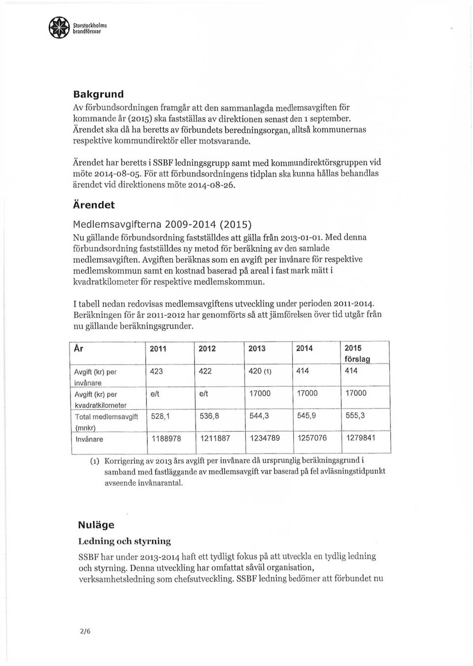 Ärendet har beretts i SSBF ledningsgrupp samt med kommundirektörsgruppen vid möte 2014-08-05. För att förbundsordningens tidplan ska kunna hållas behandlas ärendet vid direktionens möte 2014-08-26.