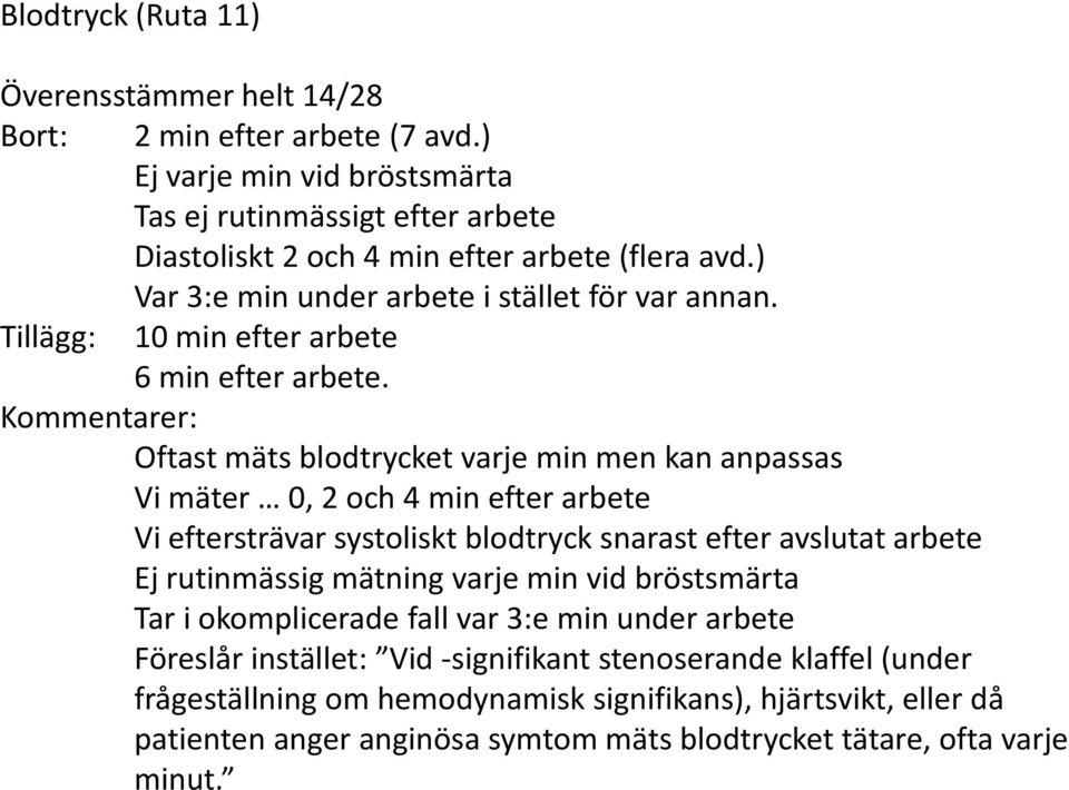 Tillägg: 10 min efter arbete 6 min efter arbete.