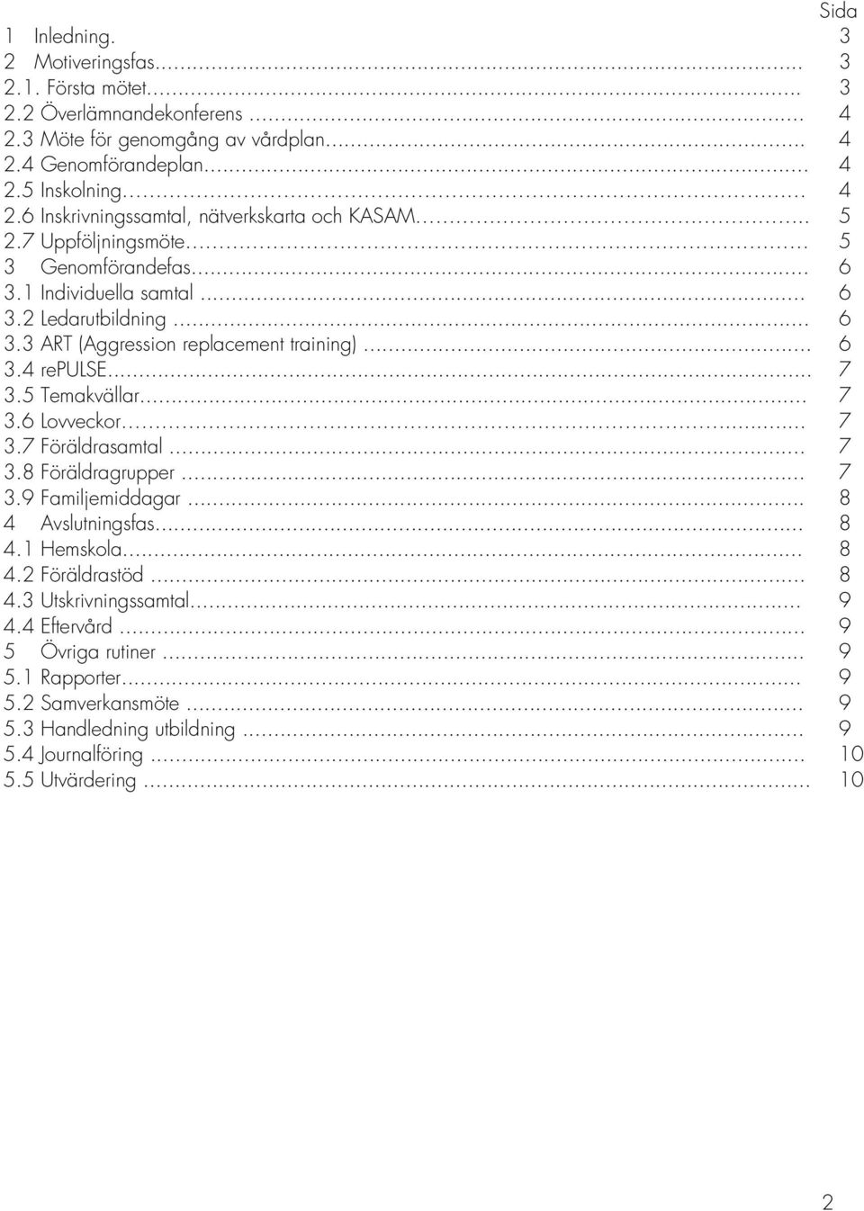 .. 6 3.4 repulse... 7 3.5 Temakvällar... 7 3.6 Lovveckor... 7 3.7 Föräldrasamtal... 7 3.8 Föräldragrupper... 7 3.9 Familjemiddagar... 8 4 Avslutningsfas... 8 4.1 Hemskola... 8 4.2 Föräldrastöd.