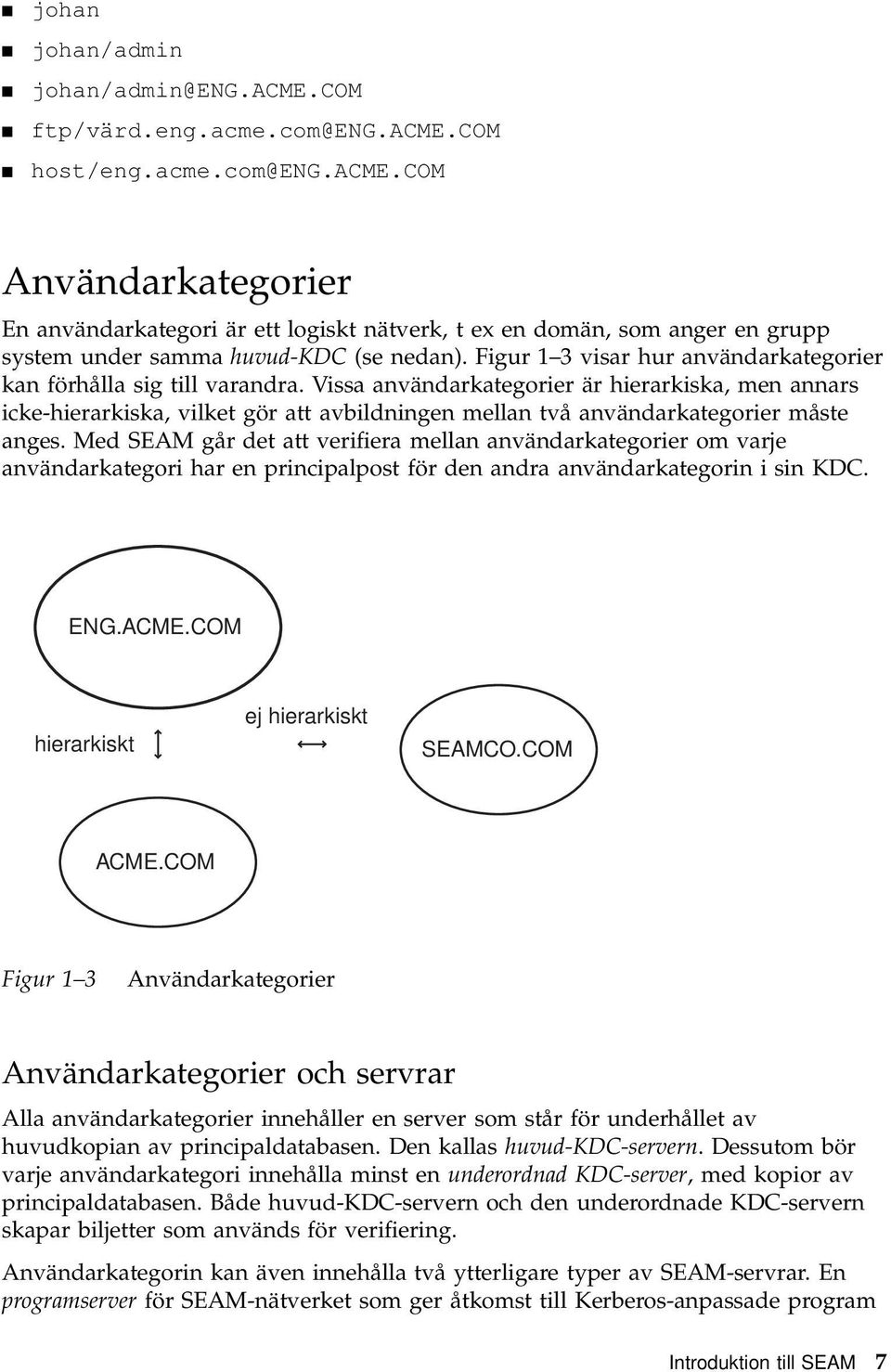 Vissa användarkategorier är hierarkiska, men annars icke-hierarkiska, vilket gör att avbildningen mellan två användarkategorier måste anges.