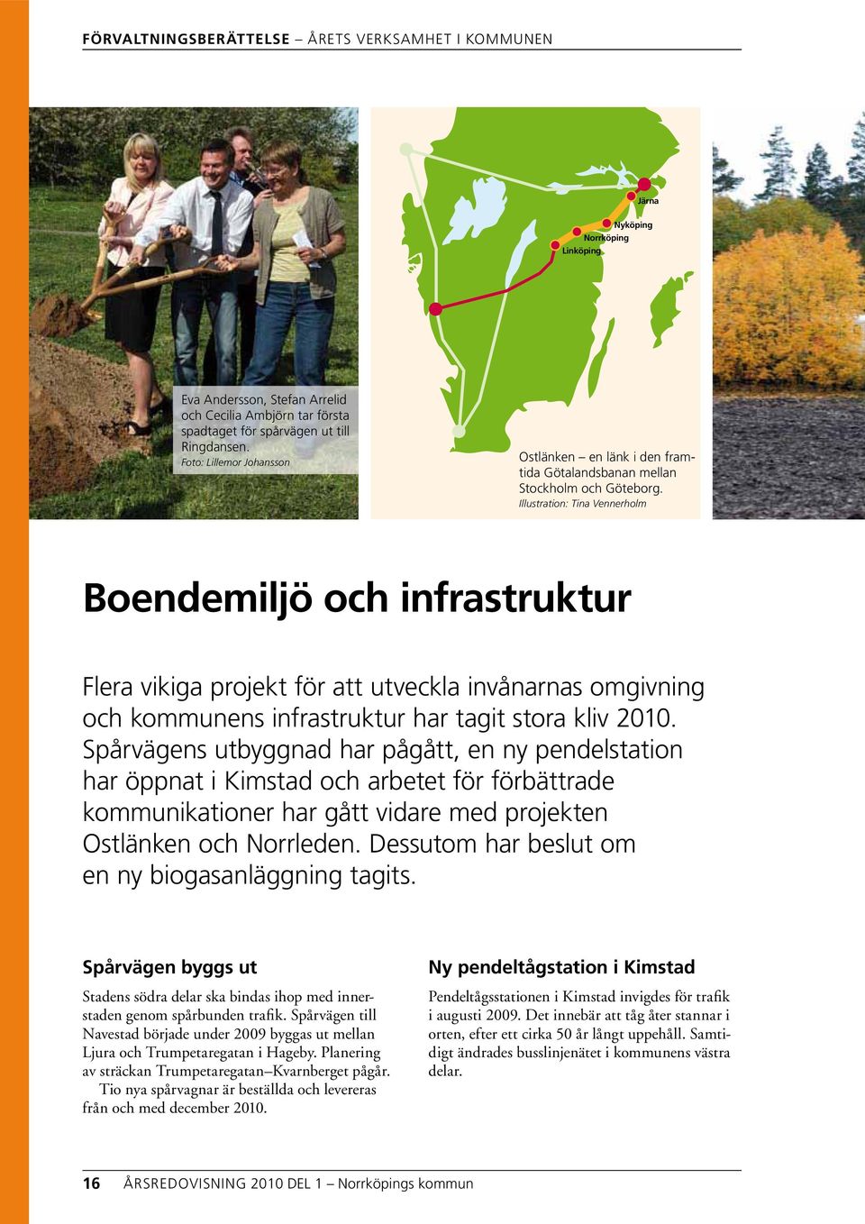 Illustration: Tina Vennerholm Boendemiljö och infrastruktur Flera vikiga projekt för att utveckla invånarnas omgivning och kommunens infrastruktur har tagit stora kliv 2010.