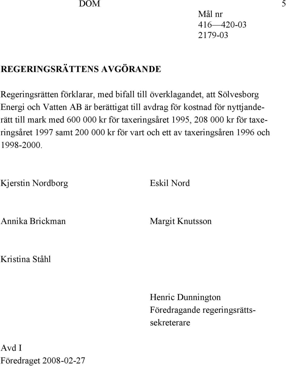 taxeringsåret 1997 samt 200 000 kr för vart och ett av taxeringsåren 1996 och 1998-2000.