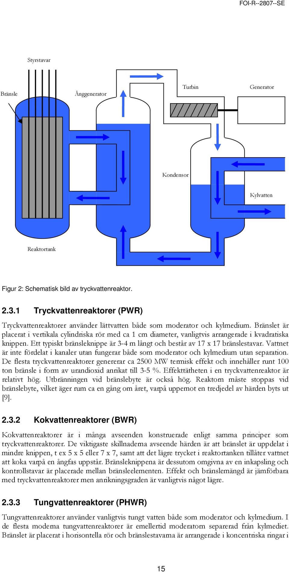 Bränslet är placerat i vertikala cylindriska rör med ca 1 cm diameter, vanligtvis arrangerade i kvadratiska knippen. Ett typiskt bränsleknippe är 3-4 m långt och består av 17 x 17 bränslestavar.