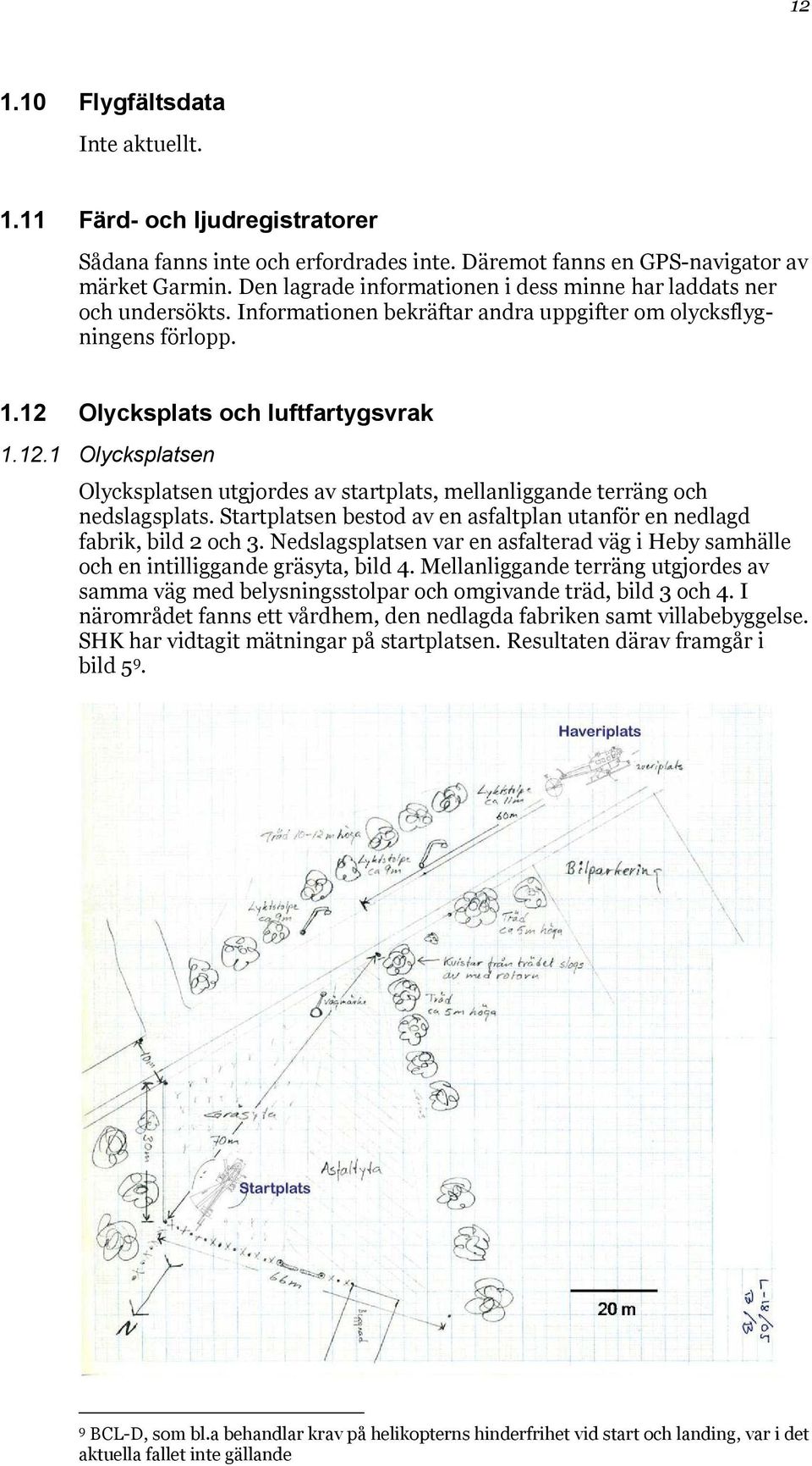 Olycksplats och luftfartygsvrak 1.12.1 Olycksplatsen Olycksplatsen utgjordes av startplats, mellanliggande terräng och nedslagsplats.