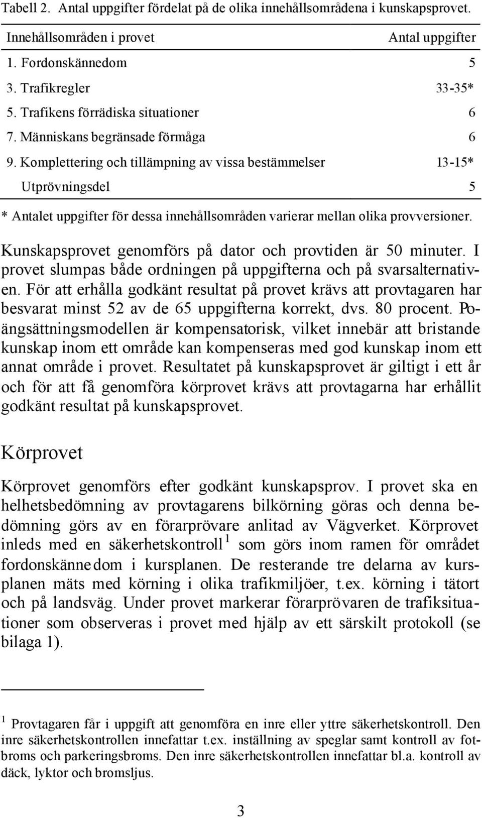 Komplettering och tillämpning av vissa bestämmelser Utprövningsdel Antal uppgifter 5 33-35* 6 6 13-15* 5 * Antalet uppgifter för dessa innehållsområden varierar mellan olika provversioner.