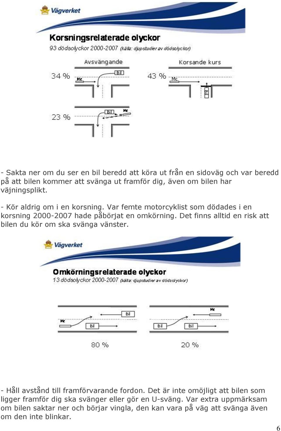 Det finns alltid en risk att bilen du kör om ska svänga vänster. - Håll avstånd till framförvarande fordon.