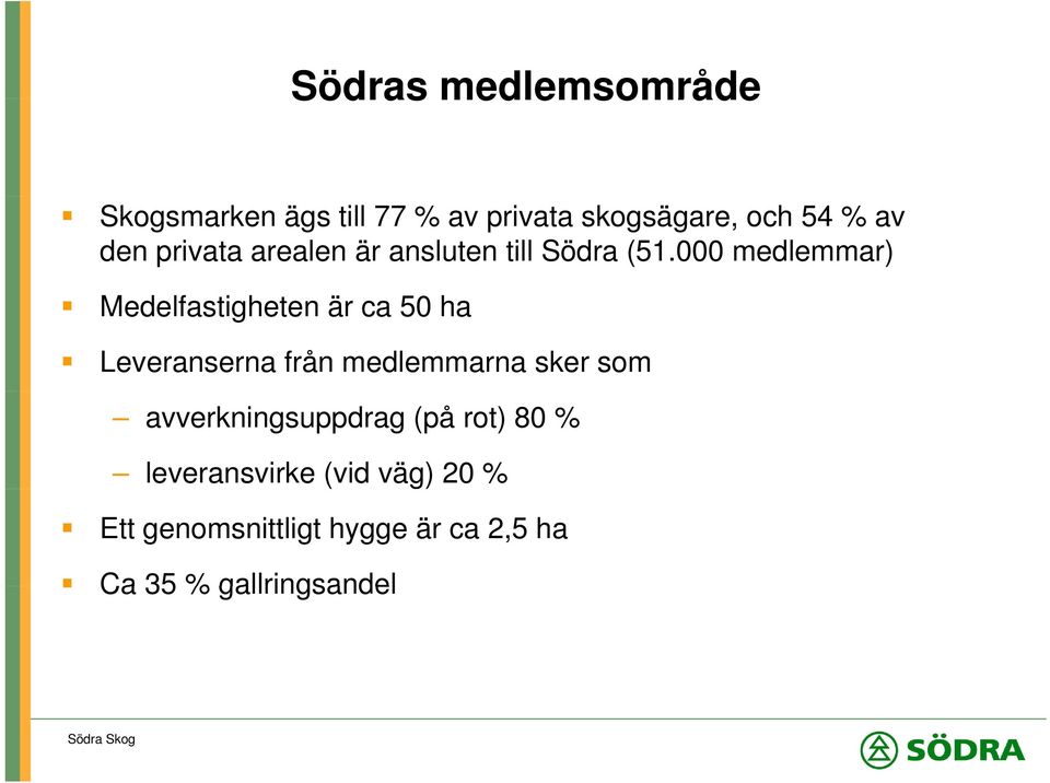 000 medlemmar) Medelfastigheten är ca 50 ha Leveranserna från medlemmarna sker som