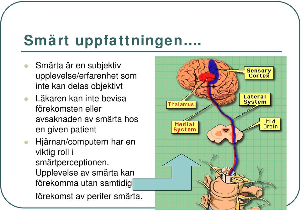 Läkaren kan inte bevisa förekomsten eller avsaknaden av smärta hos en given