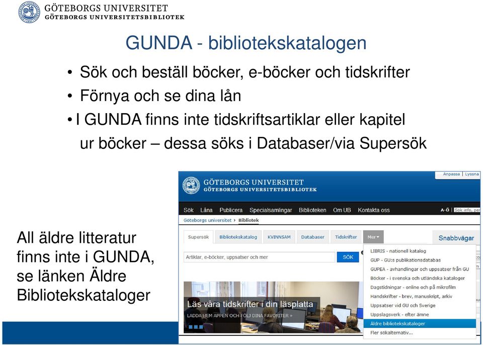 tidskriftsartiklar eller kapitel ur böcker dessa söks i