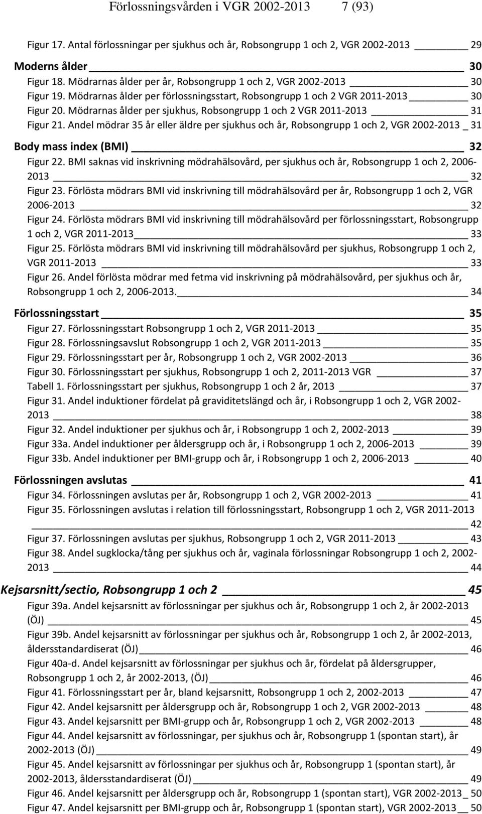 Mödrarnas ålder per sjukhus, Robsongrupp 1 och 2 VGR 2011-2013 31 Figur 21.