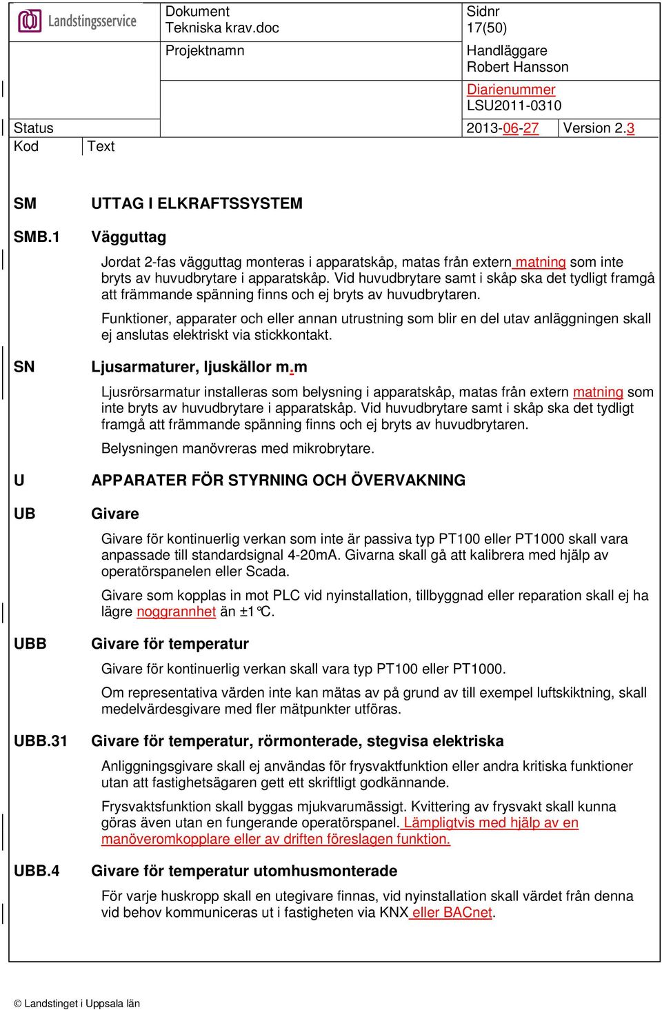 Funktioner, apparater och eller annan utrustning som blir en del utav anläggningen skall ej anslutas elektriskt via stickkontakt. Ljusarmaturer, ljuskällor m.