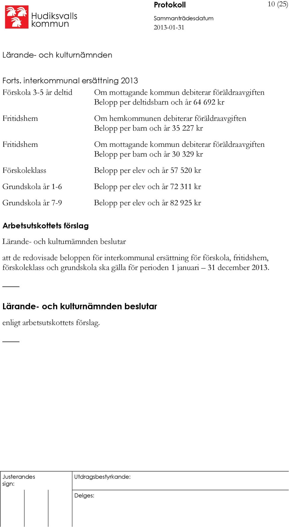 Grundskola år 1-6 Grundskola år 7-9 Om hemkommunen debiterar föräldraavgiften Belopp per barn och år 35 227 kr Om mottagande kommun debiterar föräldraavgiften Belopp per barn och år