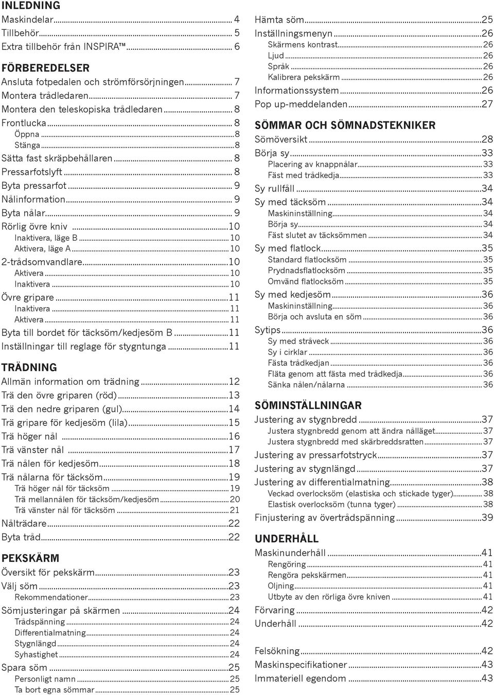 .. 0 Aktivera, läge A... 0 -trådsomvandlare...0 Aktivera... 0 Inaktivera... 0 Övre gripare... Inaktivera... Aktivera... Byta till bordet för täcksöm/kedjesöm B.