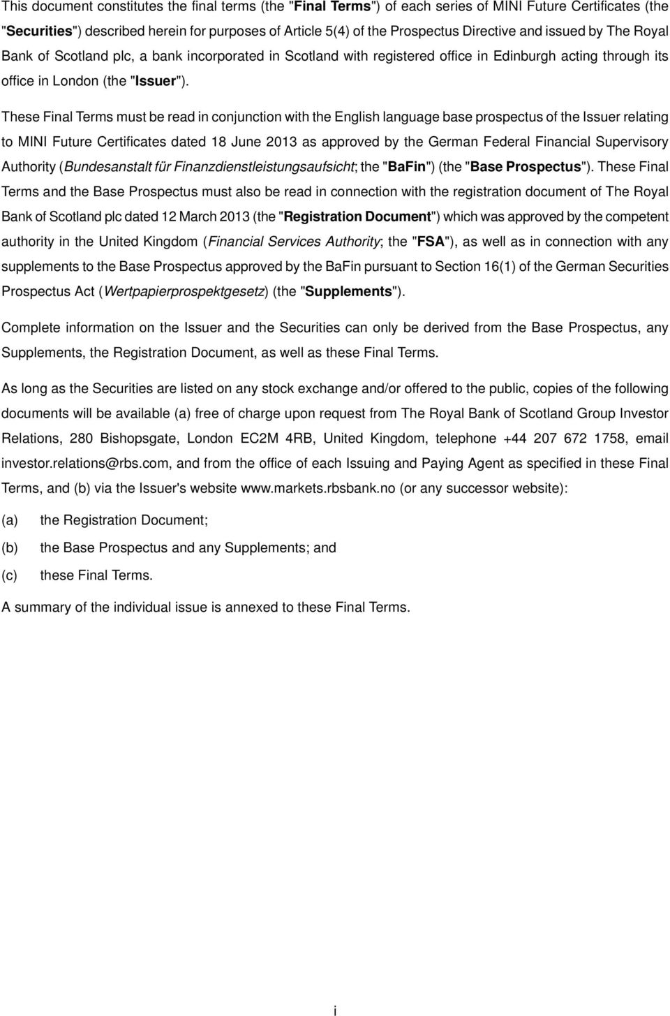 conjunction with the bnglish language base prospectus of the fssuer relating to jfkf cuture Certificates dated U gune OMP as approved by the derman cederal cinancial pupervisory Authority