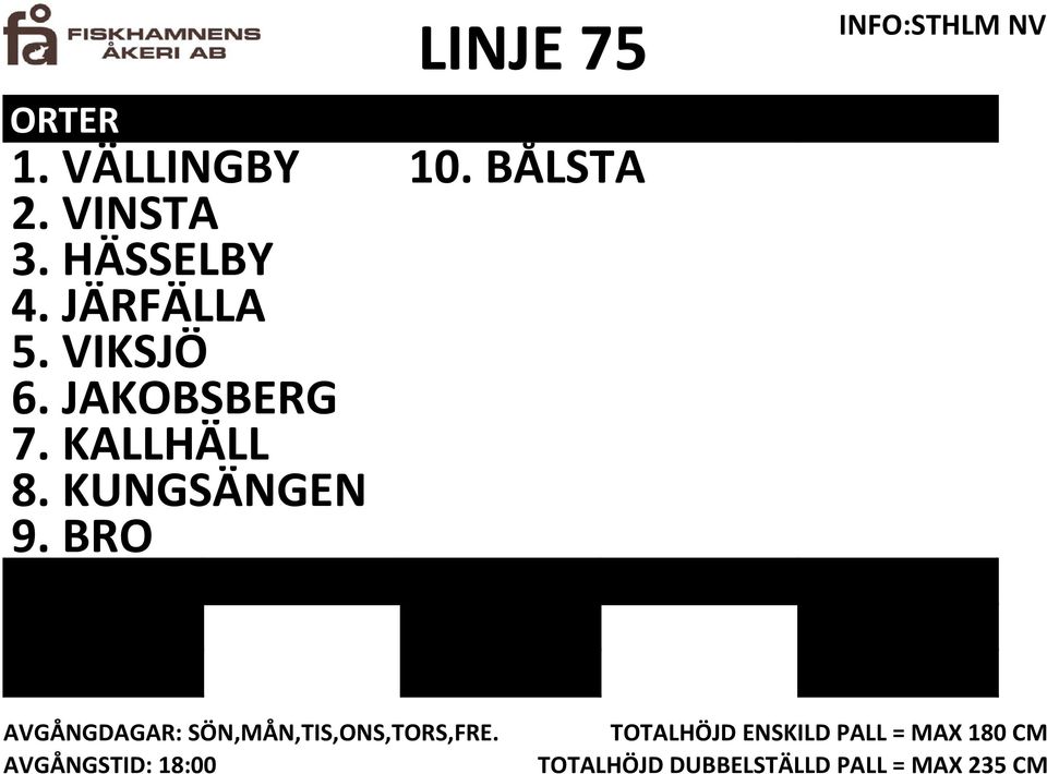 JAKOBSBERG 7. KALLHÄLL 8. KUNGSÄNGEN 9.