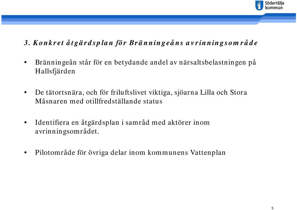 sjöarna Lilla och Stora Måsnaren med otillfredställande status Identifiera en åtgärdsplan i