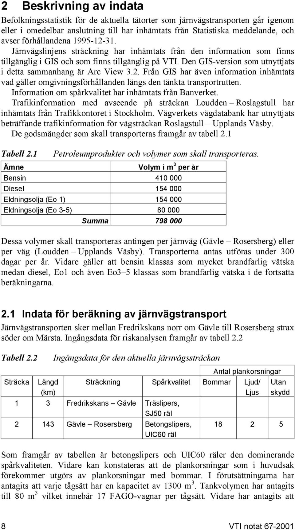 Den GIS-version som utnyttjats i detta sammanhang är Arc View 3.2. Från GIS har även information inhämtats vad gäller omgivningsförhållanden längs den tänkta transportrutten.