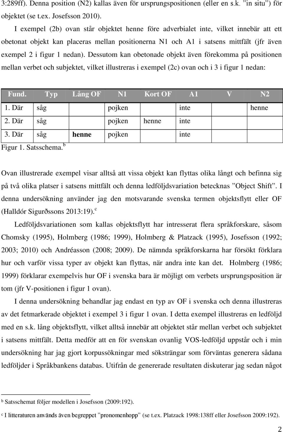 nedan). Dessutom kan obetonade objekt även förekomma på positionen mellan verbet och subjektet, vilket illustreras i exempel (2c) ovan och i 3 i figur 1 nedan: Fund. Typ Lång OF N1 Kort OF A1 V N2 1.