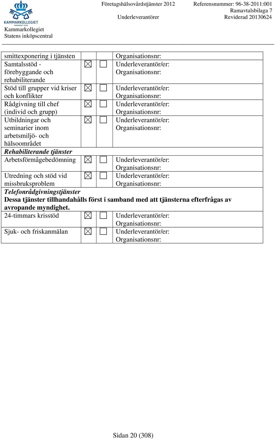 Arbetsförmågebedömning Utredning och stöd vid missbruksproblem Telefonrådgivningstjänster Dessa tjänster