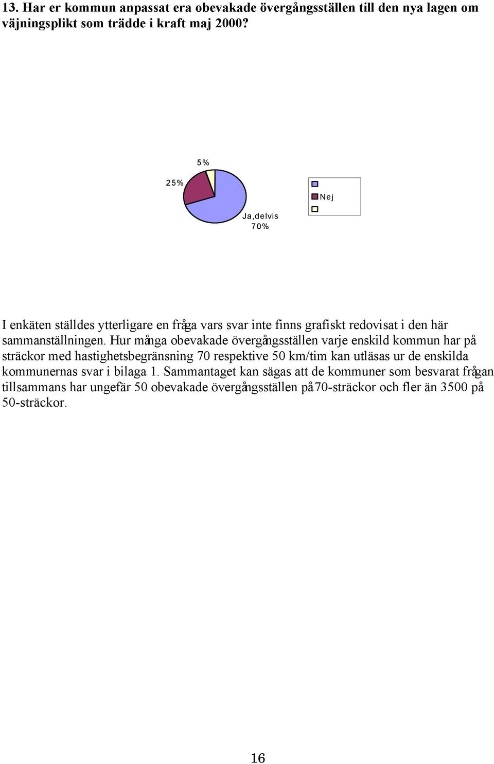 Hur många obevakade övergångsställen varje enskild kommun har på sträckor med hastighetsbegränsning 70 respektive 50 km/tim kan utläsas ur de