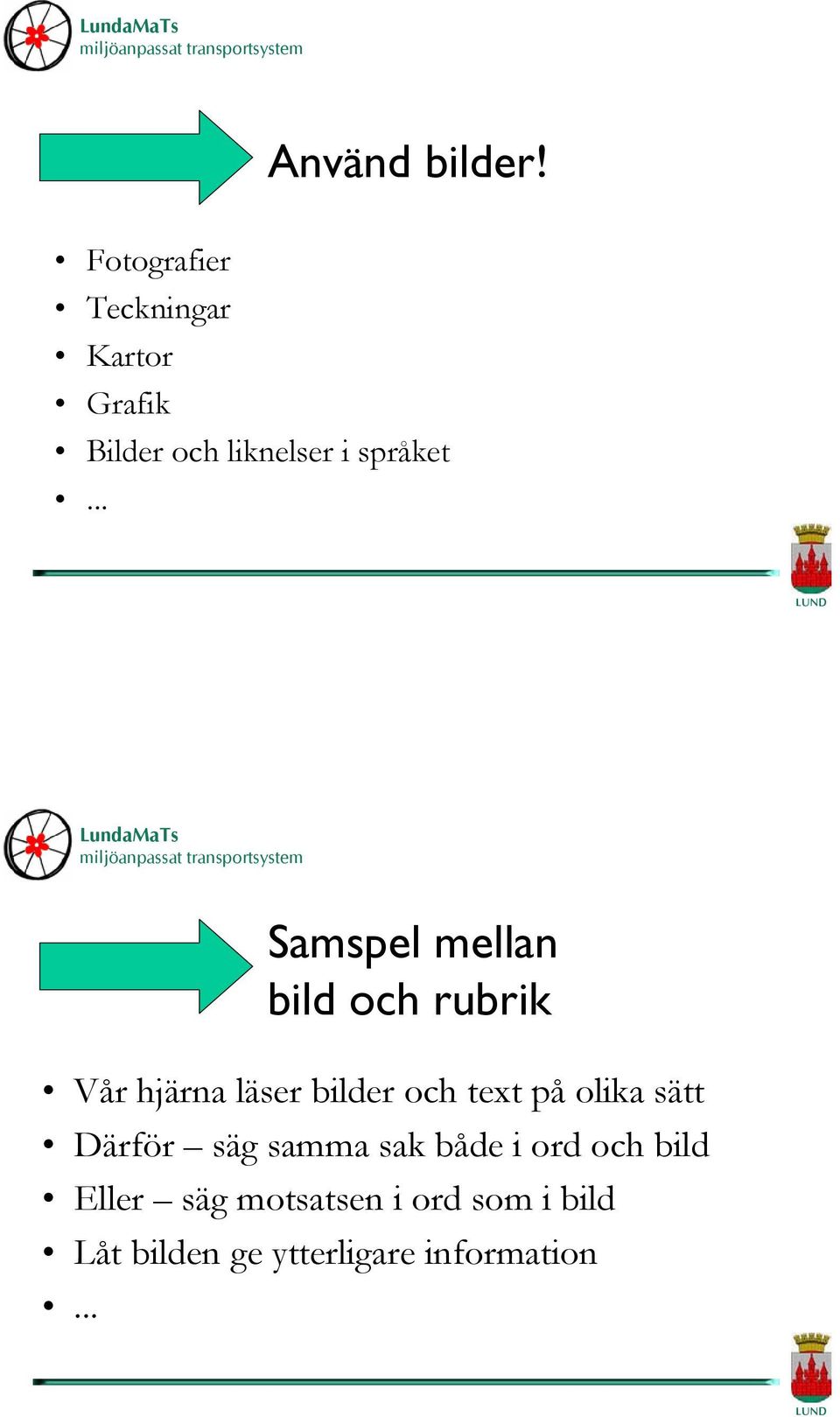 .. Samspel mellan bild och rubrik Vår hjärna läser bilder och text på