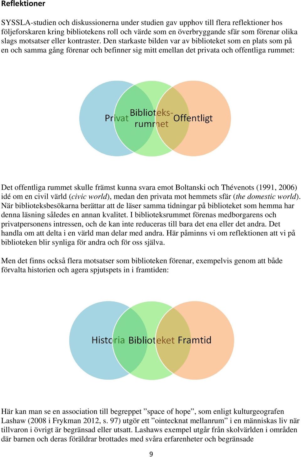 Den starkaste bilden var av biblioteket som en plats som på en och samma gång förenar och befinner sig mitt emellan det privata och offentliga rummet: Det offentliga rummet skulle främst kunna svara