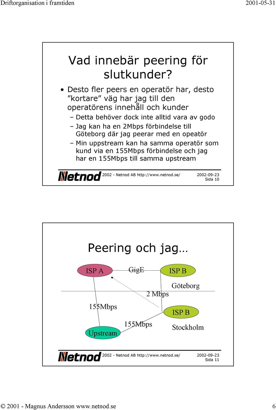 alltid vara av godo Jag kan ha en 2Mbps förbindelse till Göteborg där jag peerar med en opeatör Min uppstream kan ha samma