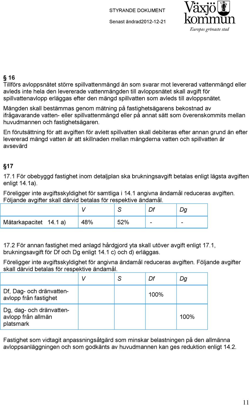 Mängden skall bestämmas genom mätning på fastighetsägarens bekostnad av ifrågavarande vatten- eller spillvattenmängd eller på annat sätt som överenskommits mellan huvudmannen och fastighetsägaren.