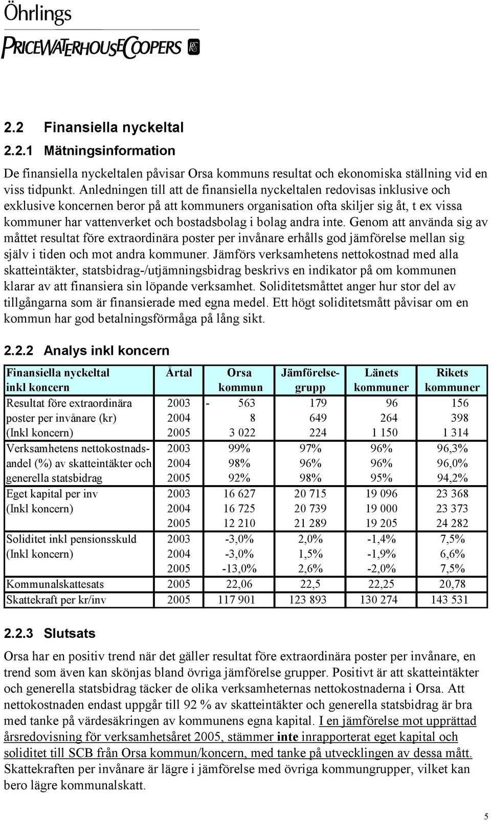 bostadsbolag i bolag andra inte. Genom att använda sig av måttet resultat före extraordinära poster per invånare erhålls god jämförelse mellan sig själv i tiden och mot andra kommuner.