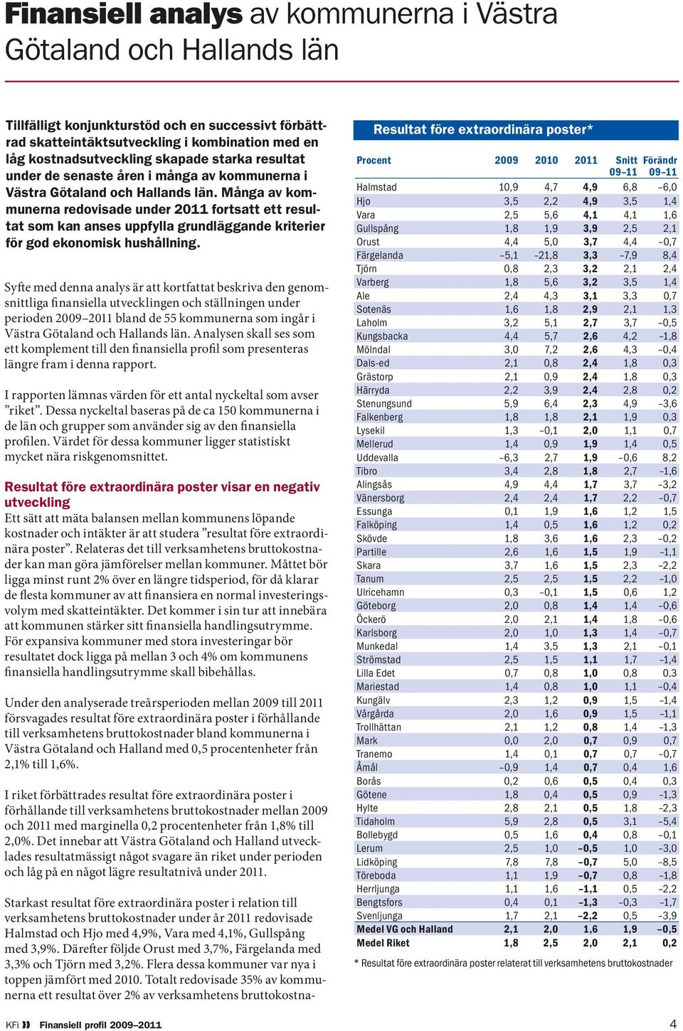 Många av kommunerna redovisade under 2011 fortsatt ett resultat som kan anses uppfylla grundläggande kriterier för god ekonomisk hushållning.