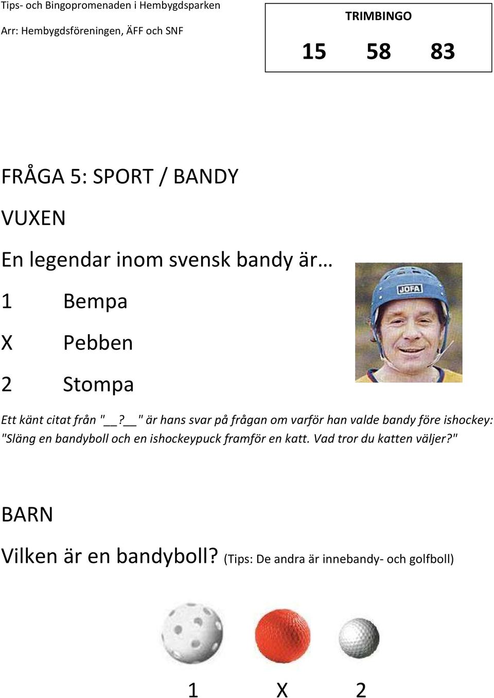 " är hans svar på frågan om varför han valde bandy före ishockey: "Släng en