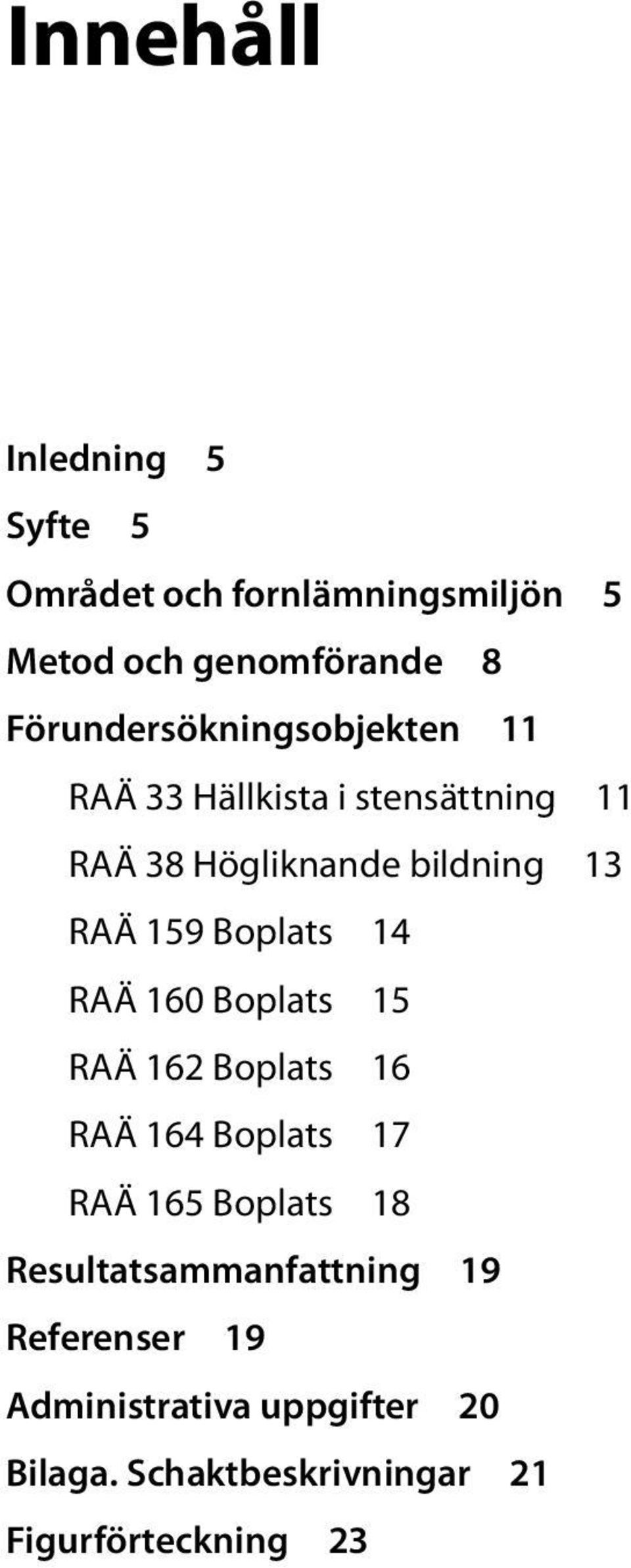 159 Boplats 14 RAÄ 160 Boplats 15 RAÄ 162 Boplats 16 RAÄ 164 Boplats 17 RAÄ 165 Boplats 18