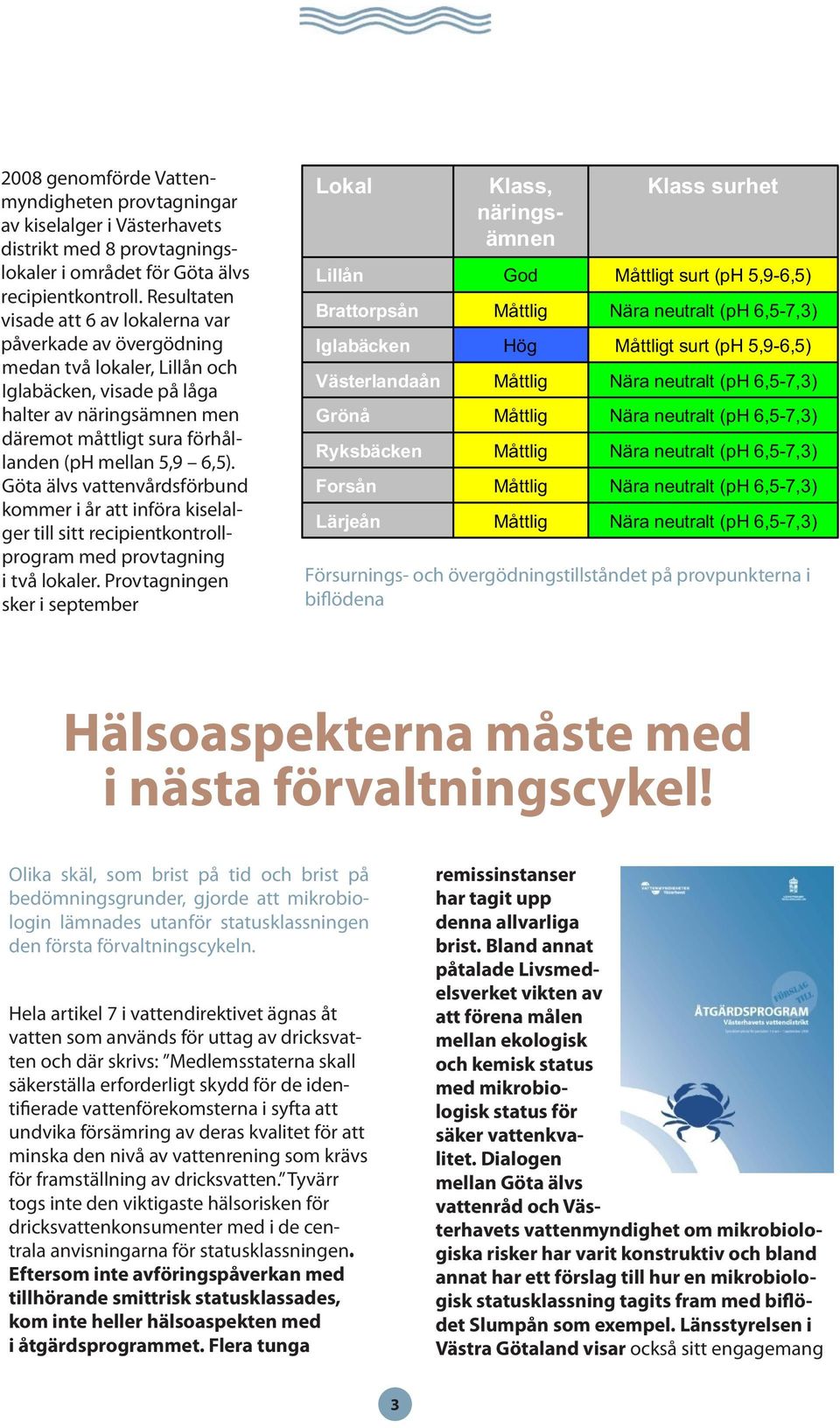 6,5). Göta älvs vattenvårdsförbund kommer i år att införa kiselalger till sitt recipientkontrollprogram med provtagning i två lokaler.