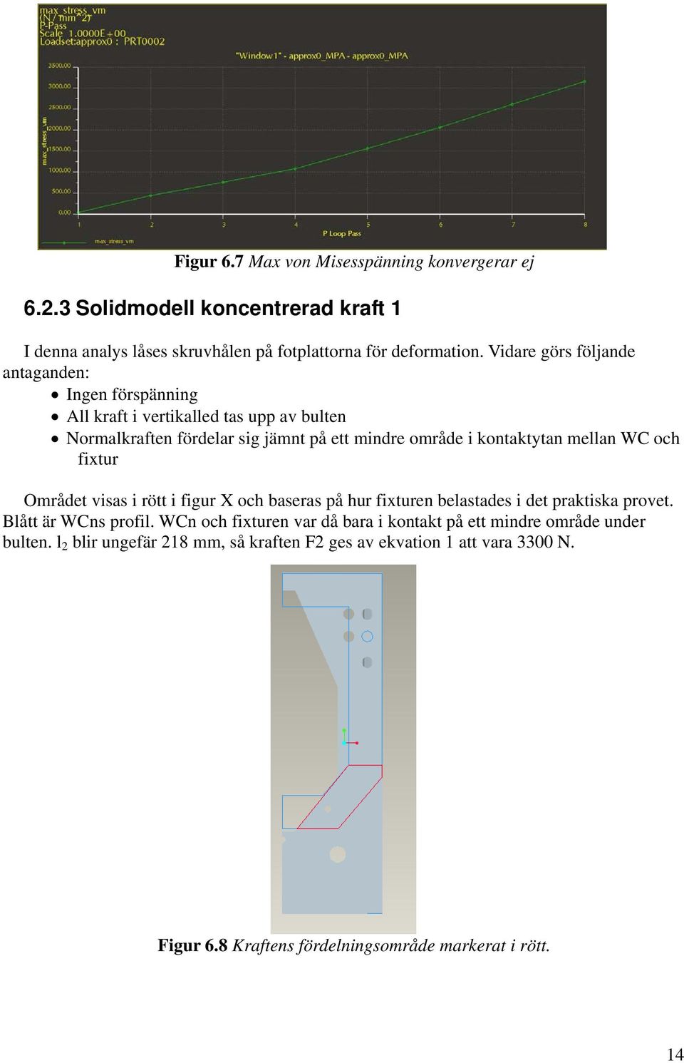 mellan WC och fixtur Området visas i rött i figur X och baseras på hur fixturen belastades i det praktiska provet. Blått är WCns profil.