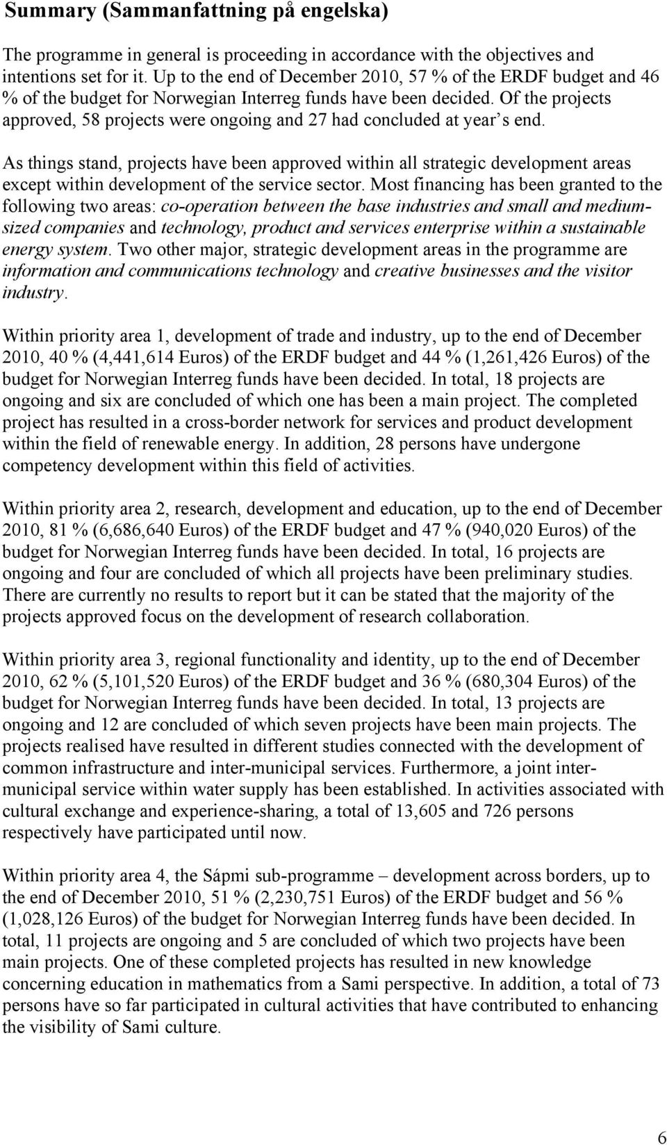 Of the projects approved, 58 projects were ongoing and 27 had concluded at year s end.