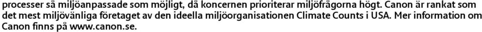 Canon är rankat som det mest miljövänliga företaget av den