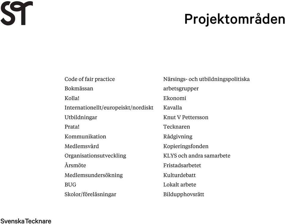 Kommunikation Medlemsvård Organisationsutveckling Årsmöte Medlemsundersökning BUG Skolor/föreläsningar