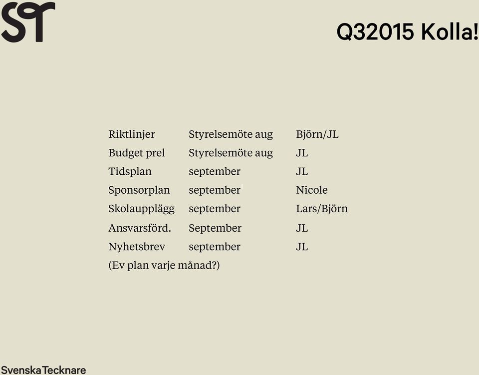 Styrelsemöte aug JL Tidsplan september JL Sponsorplan