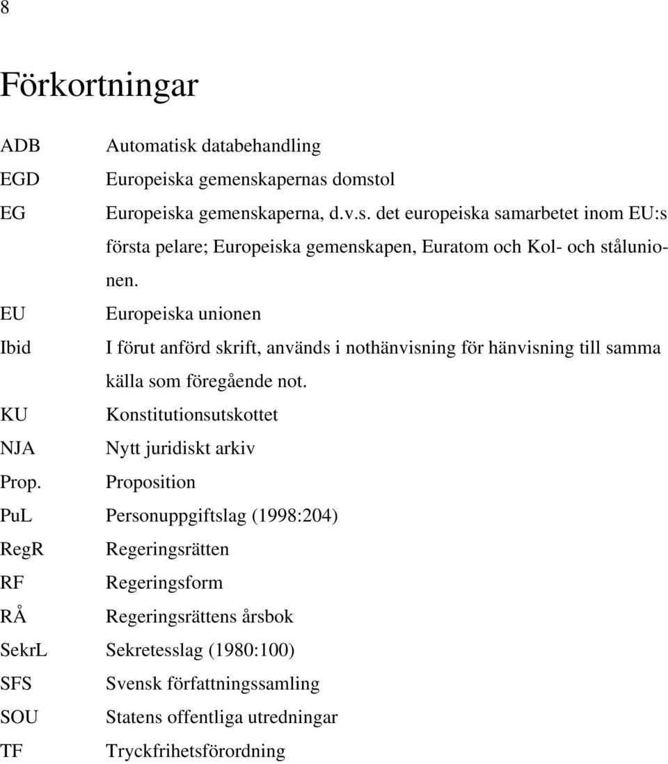 KU Konstitutionsutskottet NJA Nytt juridiskt arkiv Prop.